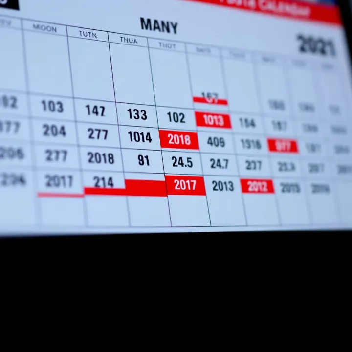 Key Dates and Events in the US Economic Calendar Calendar with highlighted dates representing important economic data releases in the United States