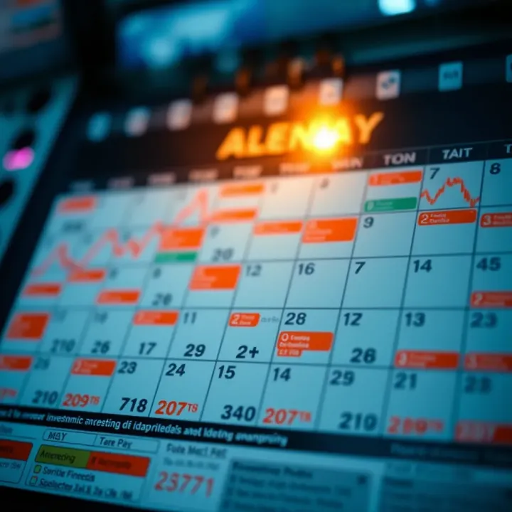 Economic calendar displaying key financial events and indicators for investment planning